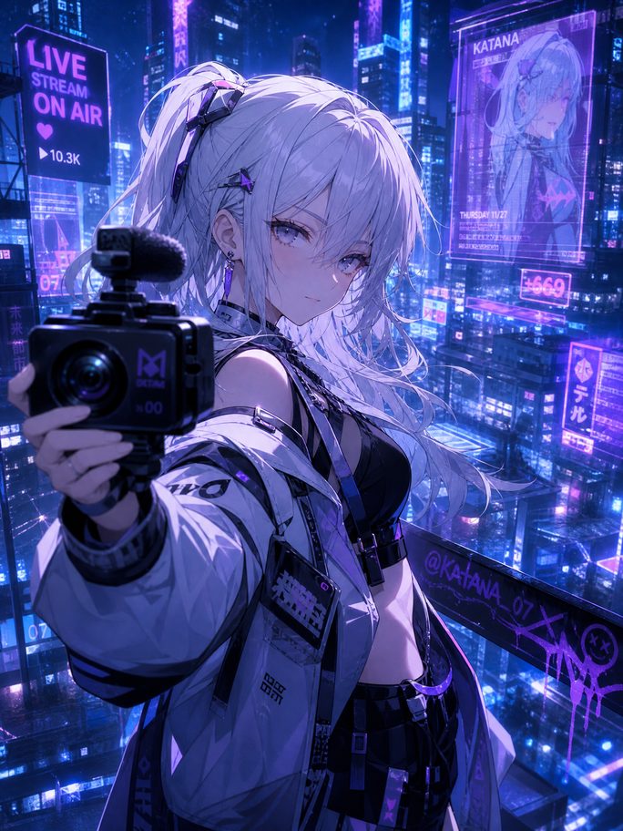 青柠视频动漫直播-银发少女创作直播间